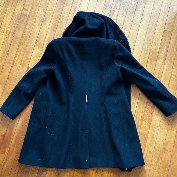 Calvin Klein Black Coat with Faux Fur - Picture 8 of 8
